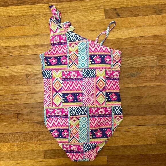 The Children’s Place NWOT Tropical Multicolor One Piece Swimsuit Girls Size 12 - Picture 2 of 6